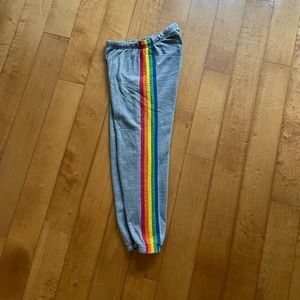 Aviator Nation Gray Rainbow Stripe Sweatpants - Large